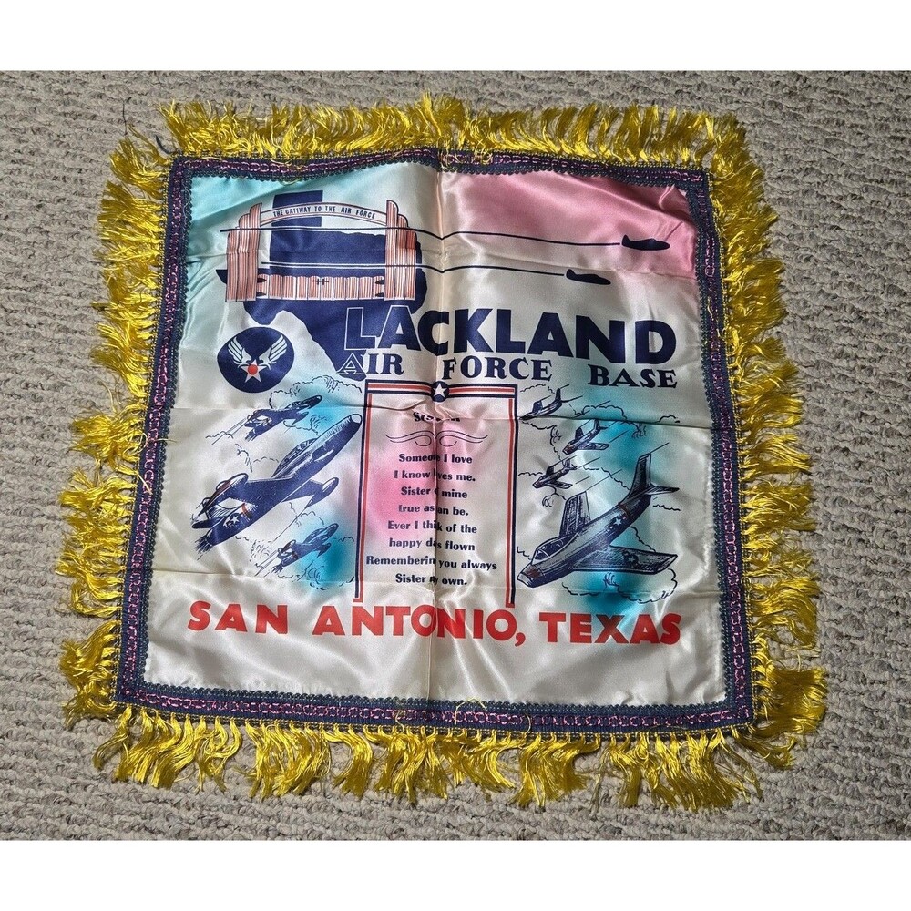 New Vintage US Air Force Lackland San Antonio TX AFB Sister Poem Pillow Case